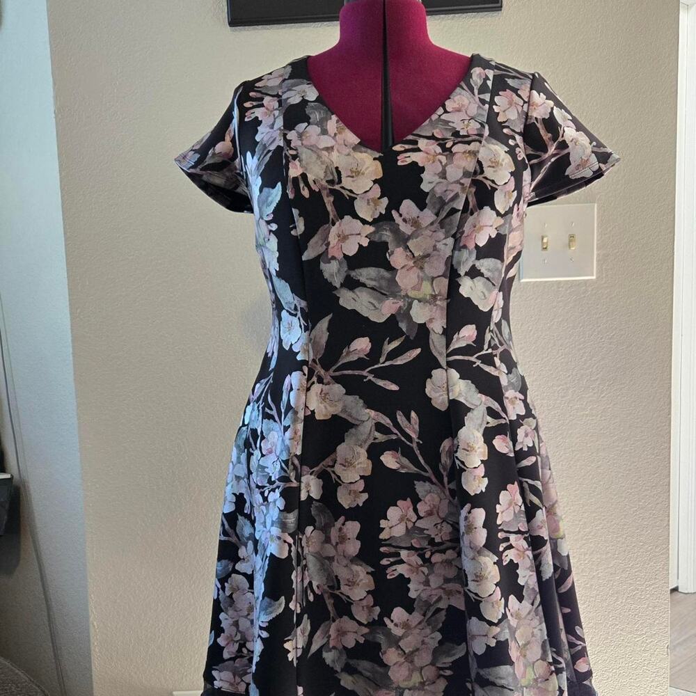 Black floral dress with pink